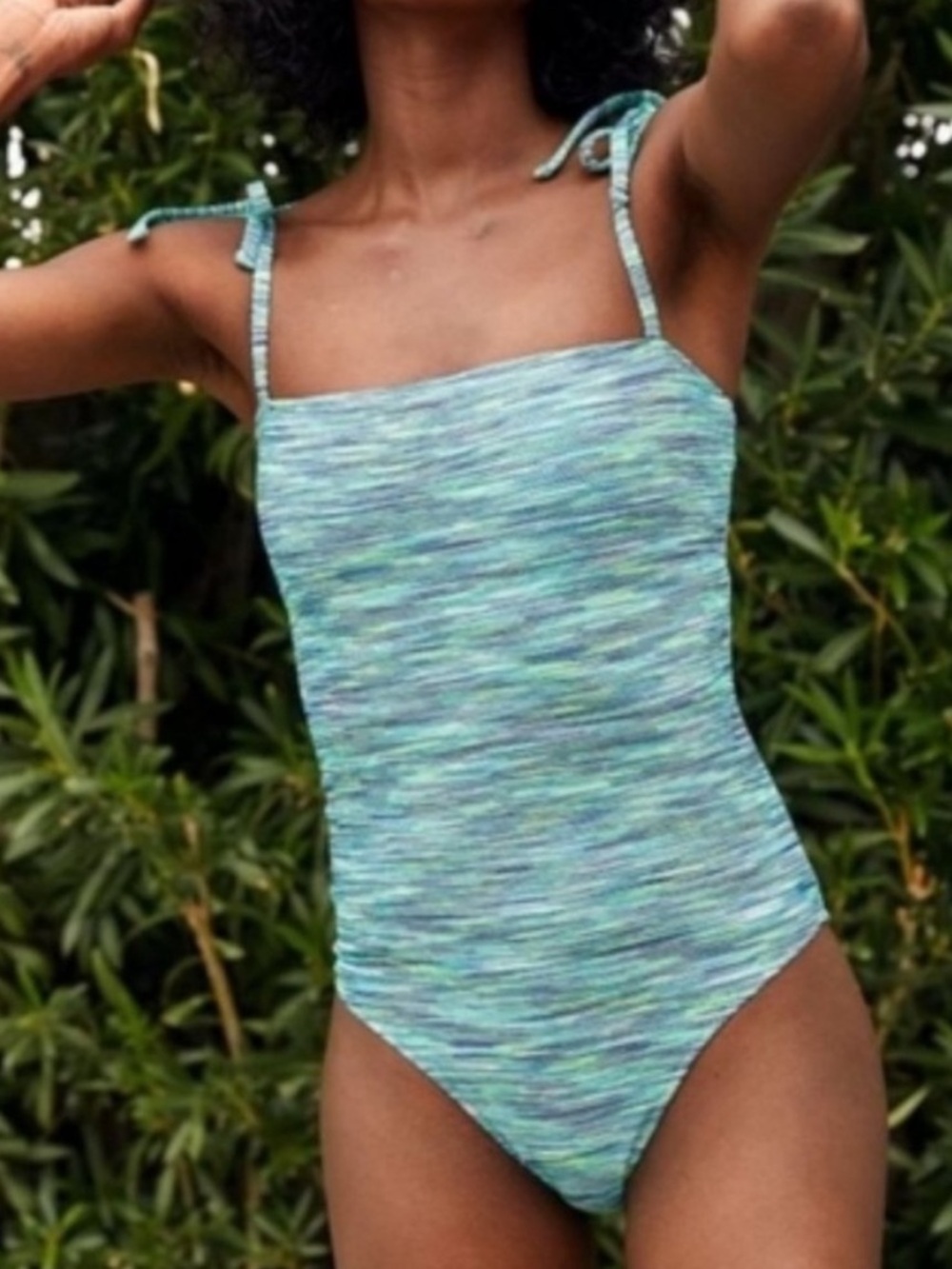 Aerie space dye green & blue one piece swimsuit size medium